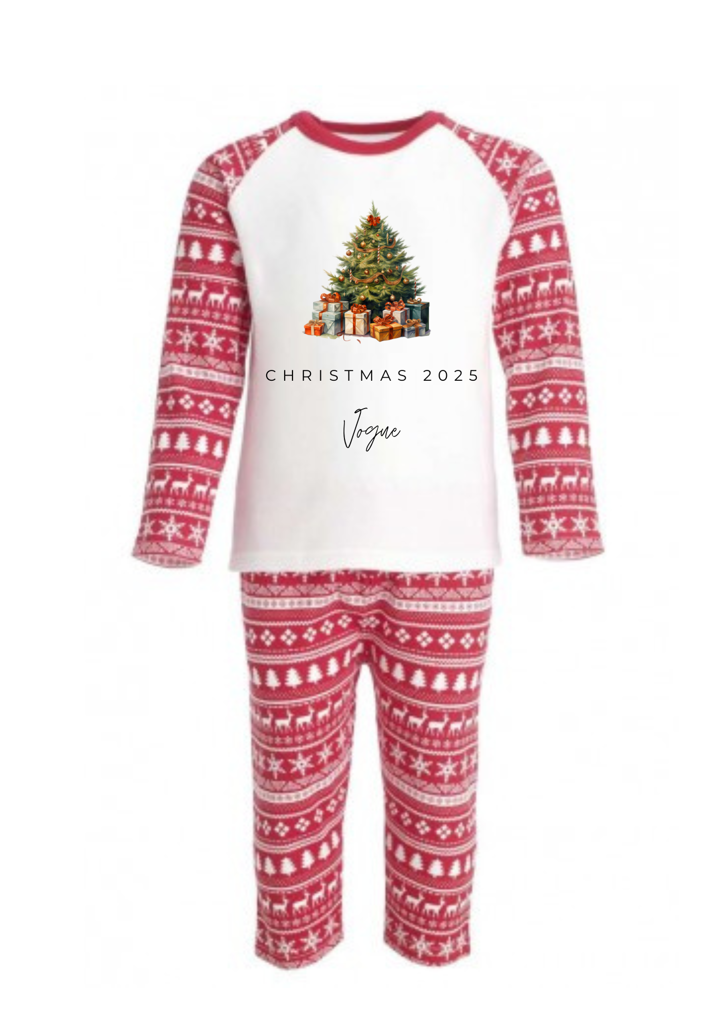 ✨ Red & White Personalised Kids Christmas Pyjamas ✨