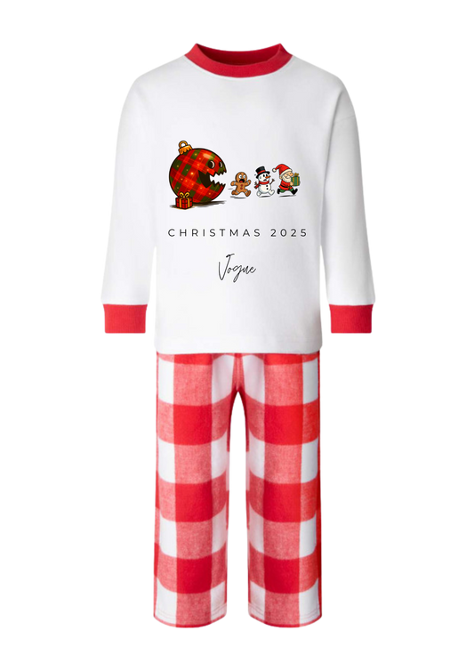 ✨ Red & White Tartan Personalised Kids Christmas Pyjamas ✨