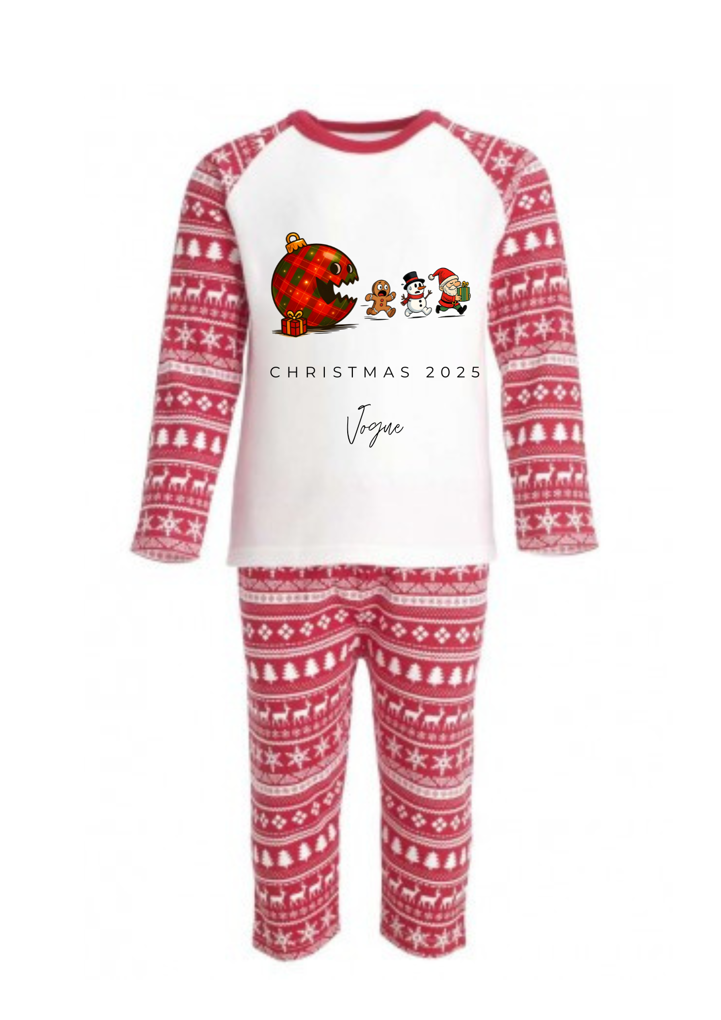 ✨ Red & White Personalised Kids Christmas Pyjamas ✨