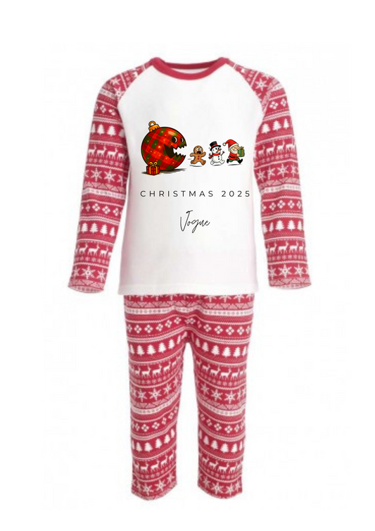 ✨ Red & White Personalised Kids Christmas Pyjamas ✨