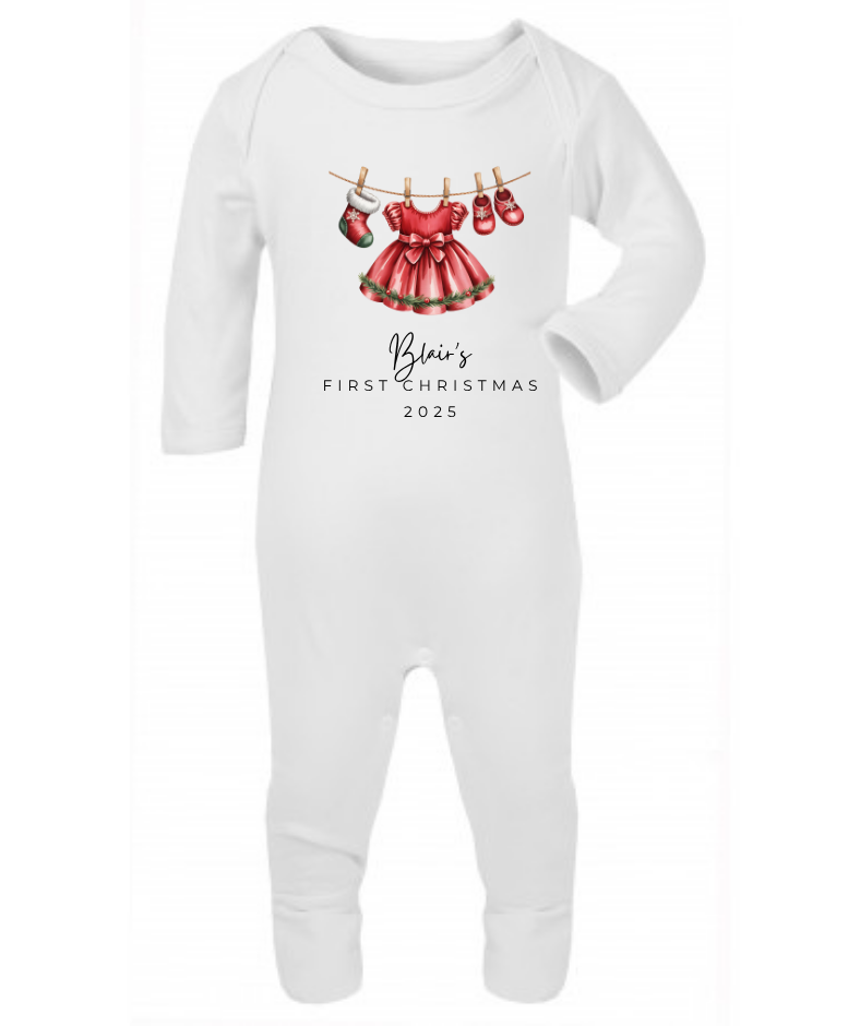 MY FIRST CHRISTMAS | Dress | Sleepsuit | Vest | Bib | Personalised | Baby’s 1st Christmas Outfit