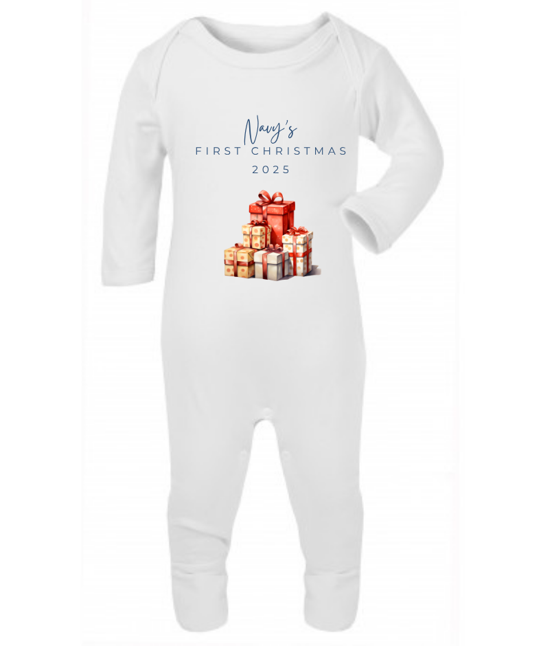 MY FIRST CHRISTMAS | Present | Sleepsuit | Vest | Bib | Personalised | Baby’s 1st Christmas Outfit