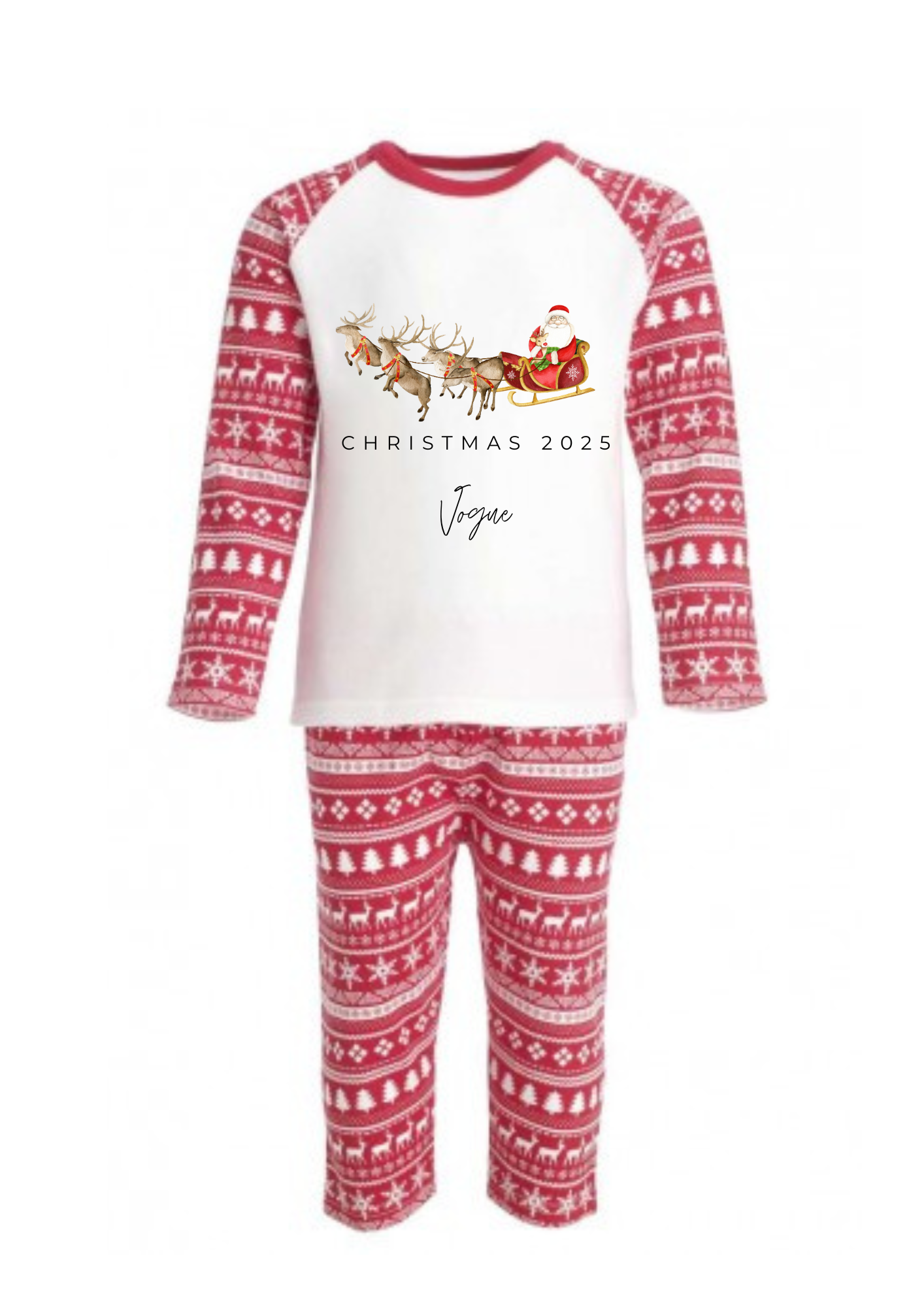 ✨ Red & White Personalised Kids Christmas Pyjamas ✨