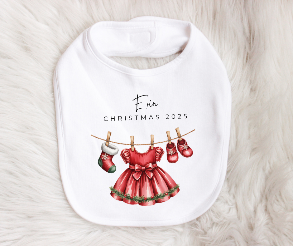 Christmas 2025 | Dress | Sleepsuit | Vest | Bib | Personalised | Baby’s 1st Christmas Outfit