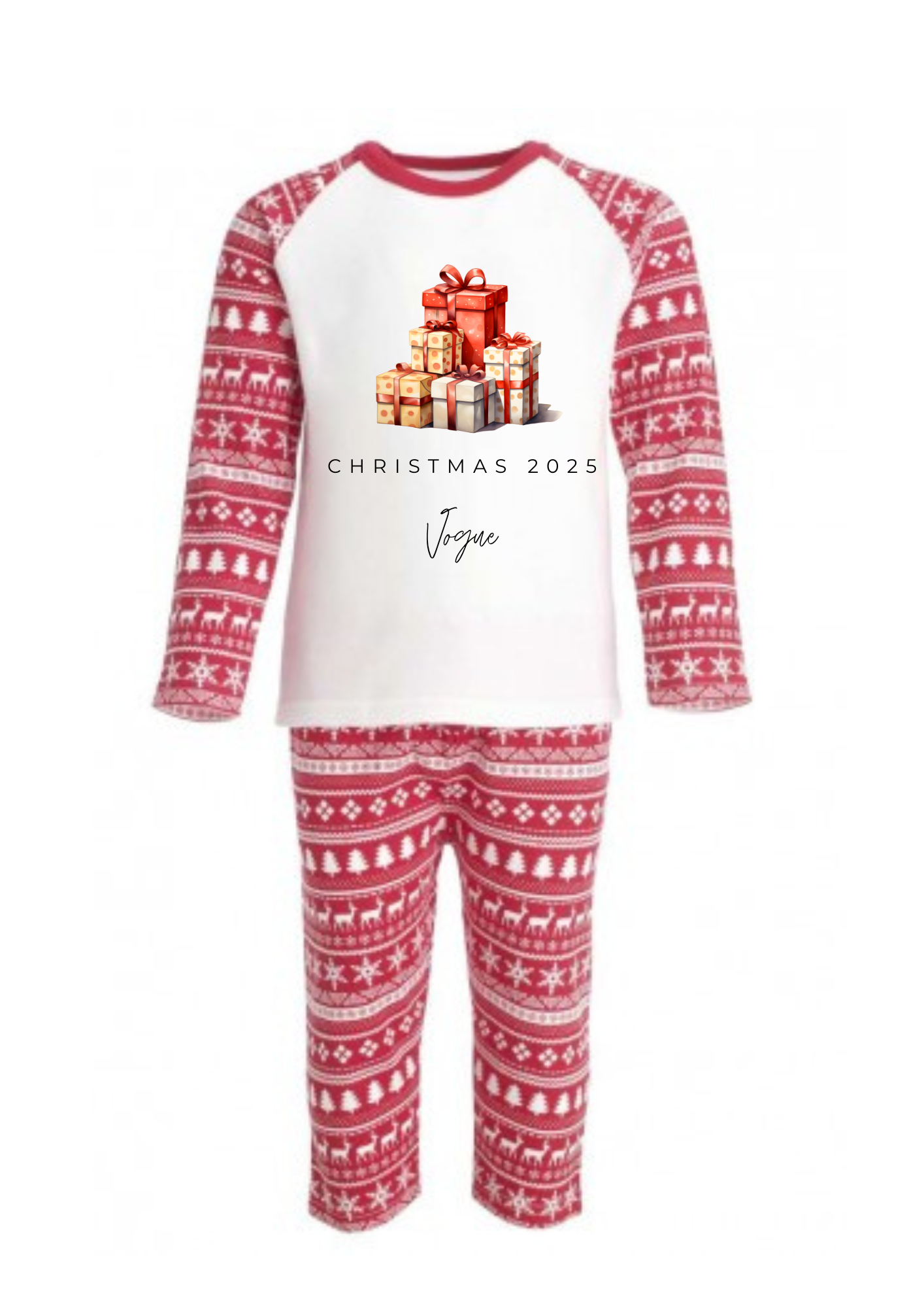 ✨ Red & White Personalised Kids Christmas Pyjamas ✨
