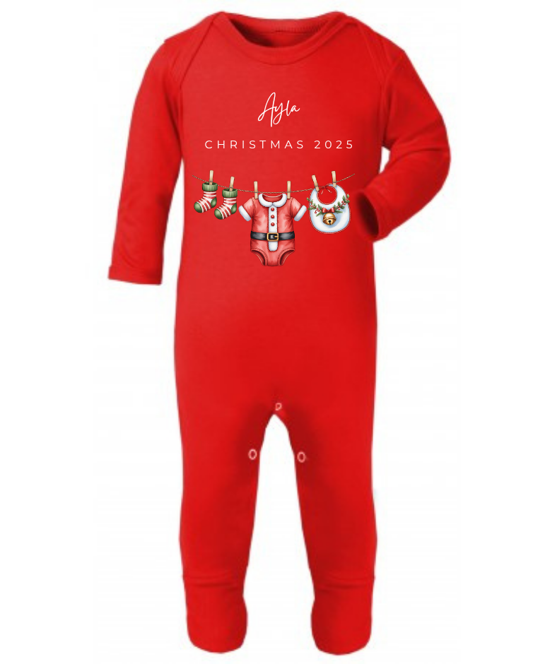 Christmas 2025 | Santa | Sleepsuit | Vest | Bib | Personalised | Baby’s 1st Christmas Outfit